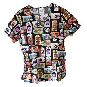 ScrubStar Woodland Friends Squirrel Road Trip Size XS Scrub Top